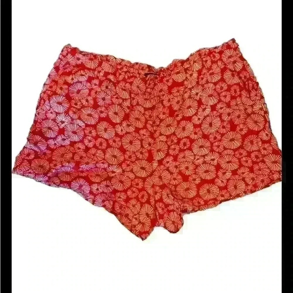 LOFT Linen Blend Paperbag Waist Pull On Linen Blend Shorts Red NWT Size XLP - Picture 3 of 4